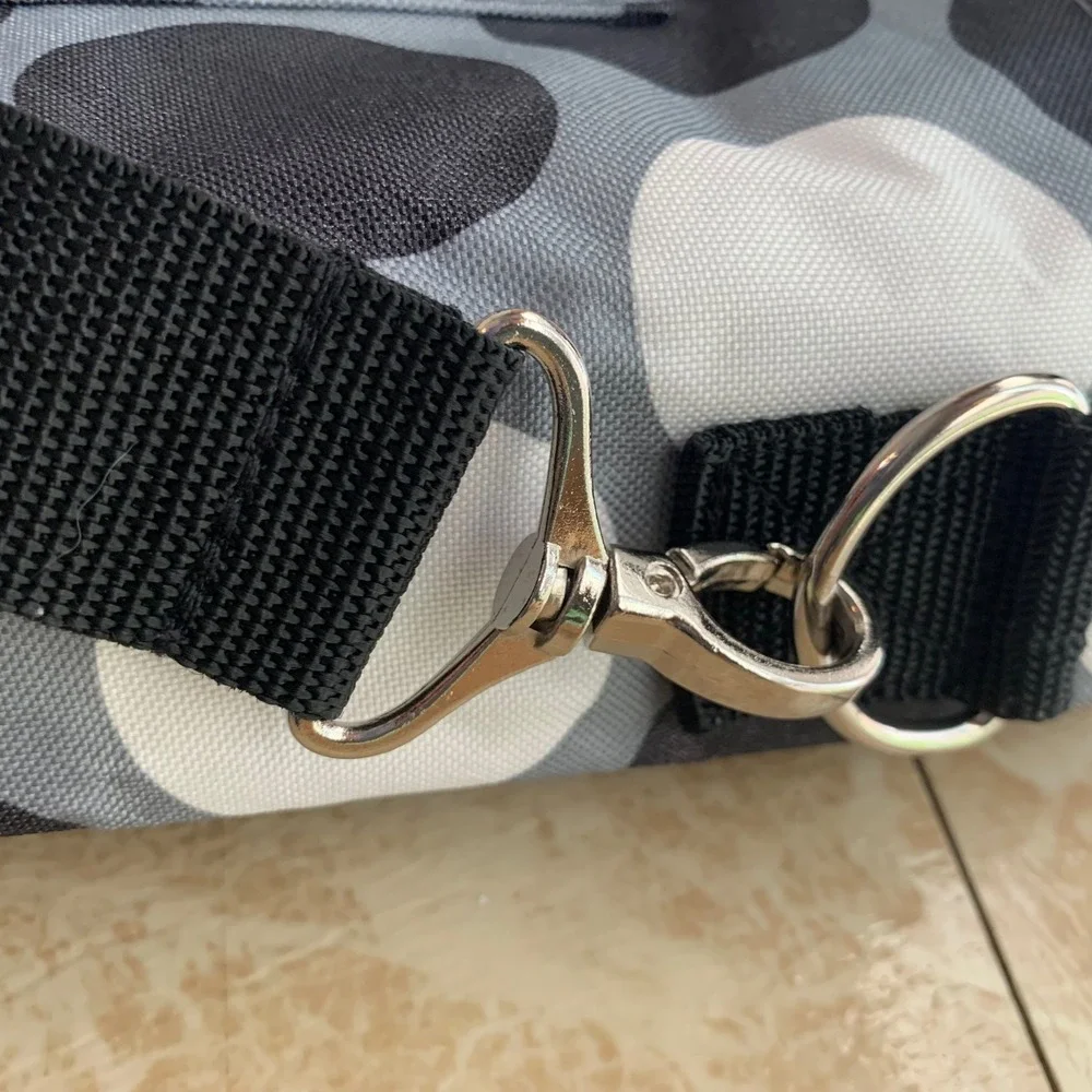 Thirty-One Thermal Tote Bag OS Gray White Black Polka Dot Insulated Crossbody